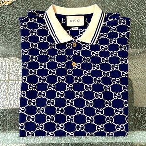 Gucci GG Polo Navy Blue Large Slim Fit Ralph Lauren FOG Dior Nike Off White